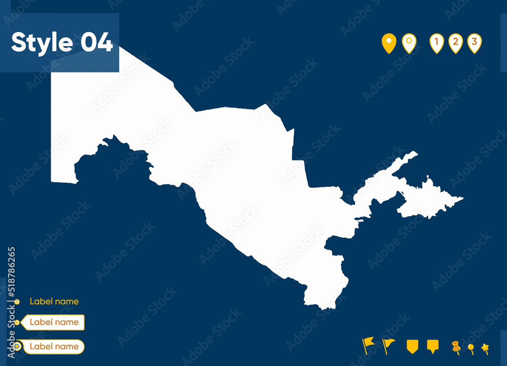 Obraz premium Uzbekistan - map isolated on blue background. Outline map. Vector map.