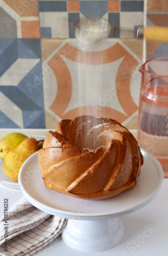 Pear and almond filling bundt cake