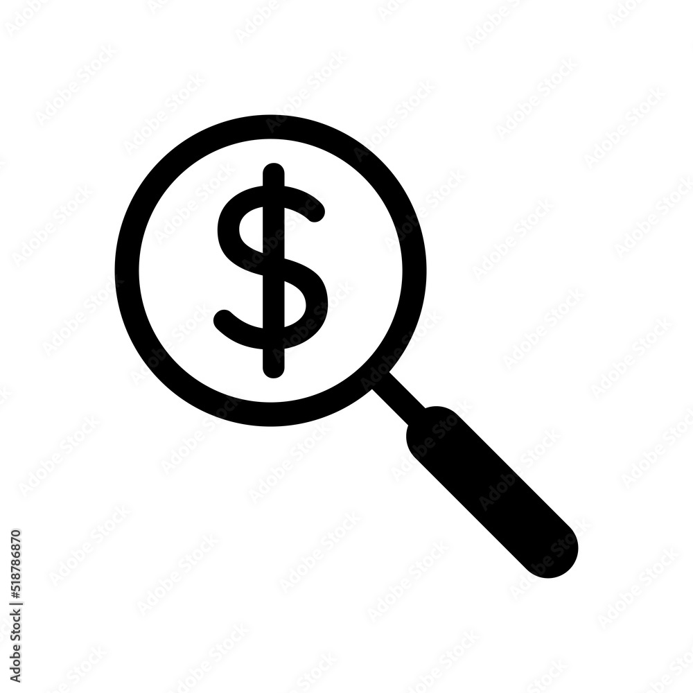 Search money vector icon on white background Search money vector icon on white background