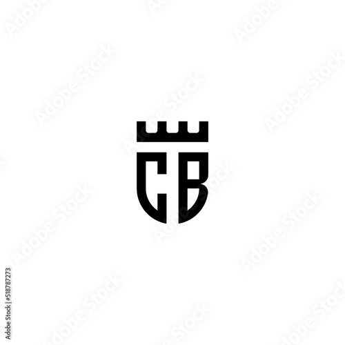 CB shield geometric leaf shape line initial concept with high quality logo design