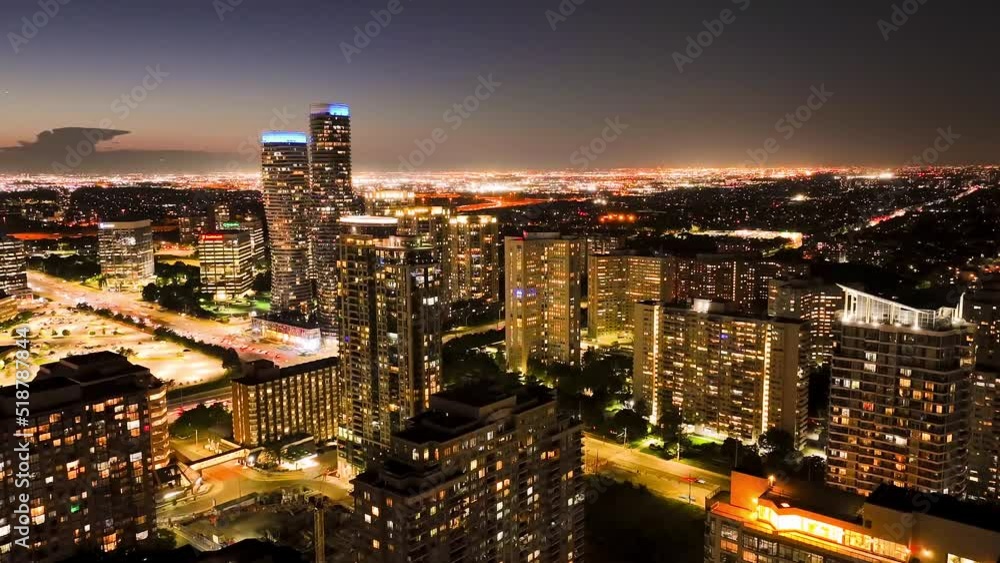 Mississauga skyline drone hyperlapse, Timelapse from done Mississauga skyline drone hyperlapse, Timelapse from done