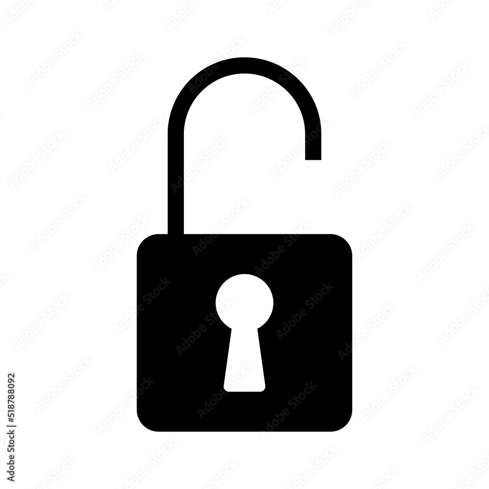 Unocked padlock vector icon on white background Unocked padlock vector icon on white background