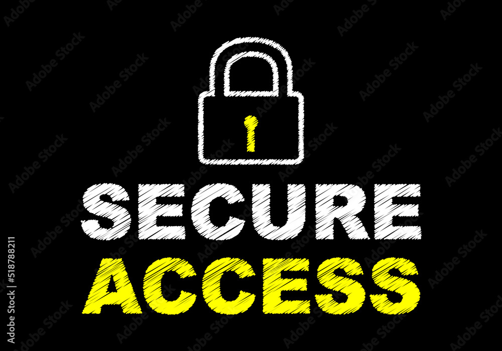 Secure access written on chalkboard. Cyber security concept. Digital access and online safety.