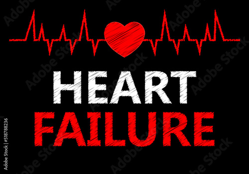 Heart failure writing on Black. vector illustration. Health concept. 