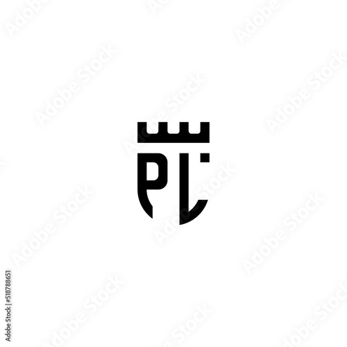PL shield geometric leaf shape line initial concept with high quality logo design