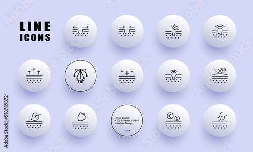 Skin care set icon. Face, personal hygiene, clean pores, protection, moisturizer, arrows, evaporation, leaf, eco. Selfcare concept. Neomorphism style. Vector line icon for Business and Advertising
