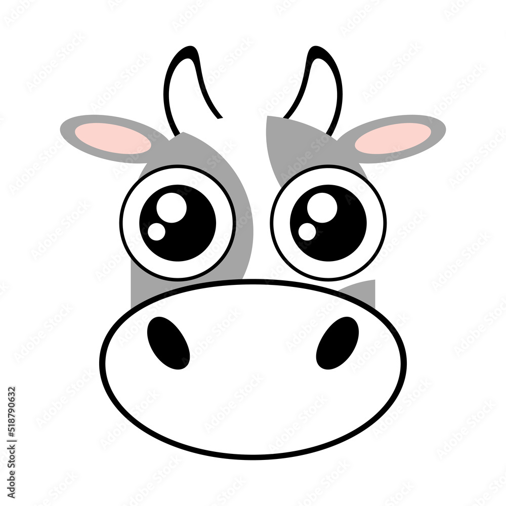 Cute cartoon cow face. Isolated on a white background. Vector cartoon illustration. Cute cartoon cow face. Isolated on a white background. Vector cartoon illustration.