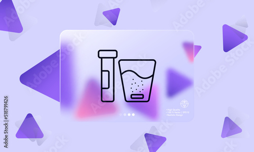 Tablet dissolved in water line icon. Pill, effervescent, fizzy, vitamins, drink, prescription, medicine. Healthcare concept. Glassmorphism style. Vector line icon for Business and Advertising