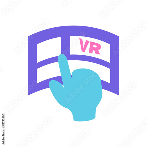 virtual reality computer hologram ar interaction icon flat vector illustration