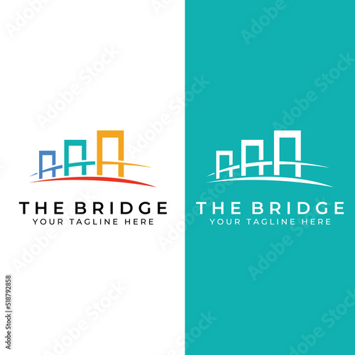 Minimalist and elegant creative bridge building logo with a modern concept. With vector illustration editing.