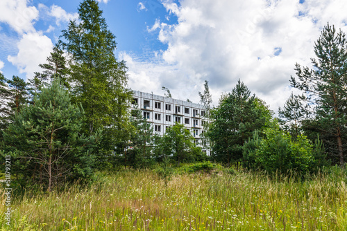 Abandoned secret Soviet Union military ghost town Irbene in Latvia photo