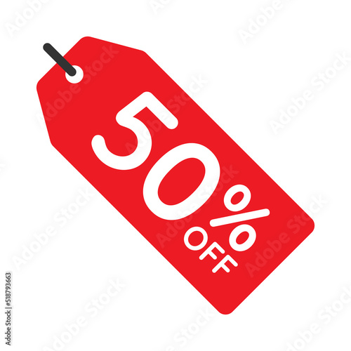 50 percent off tag vector icon on white background