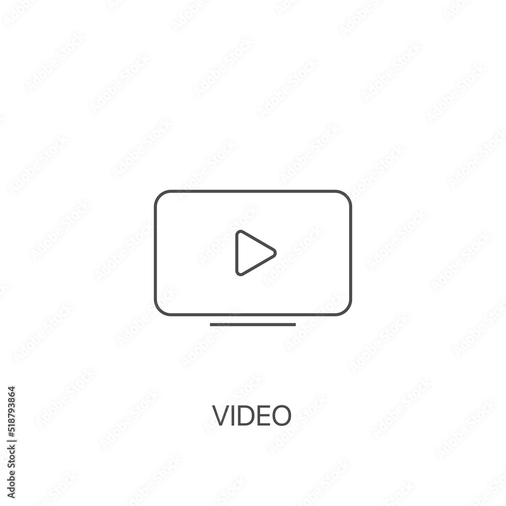 Monitor with play sign. Editable stroke. Movie icon Monitor with play sign. Editable stroke. Movie icon