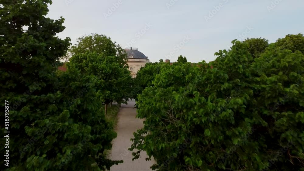 drone shot of a tree alley ends with the Schloss Solitude (castle) drone shot of a tree alley ends with the Schloss Solitude (castle)