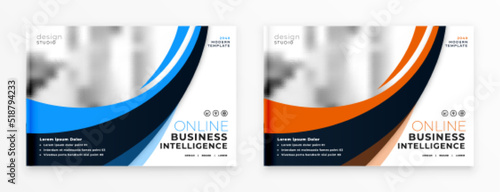 modern business brochure template design with wave shapes