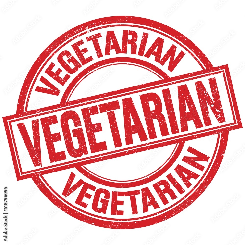 VEGETARIAN written word on red stamp sign VEGETARIAN written word on red stamp sign