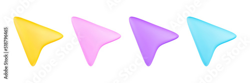 3d render arrow pointer minimal icons collection isolated on white background vector illustration.