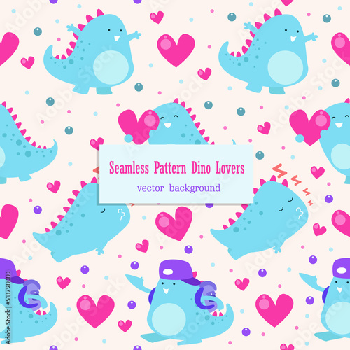 Colorful cute seamless pattern dinosaur