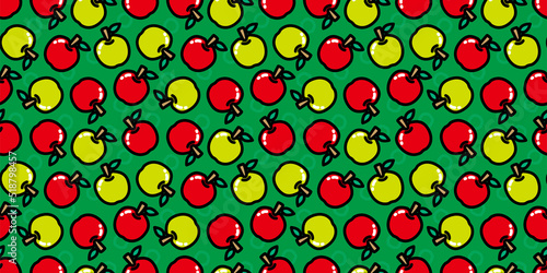 Apples illustration background. Seamless pattern. Vector. リンゴのイラストパターン