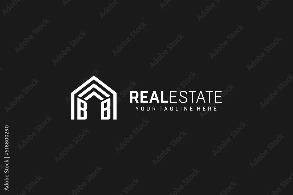Letter BB house roof shape logo, creative real estate monogram logo style - obrazy, fototapety, plakaty 