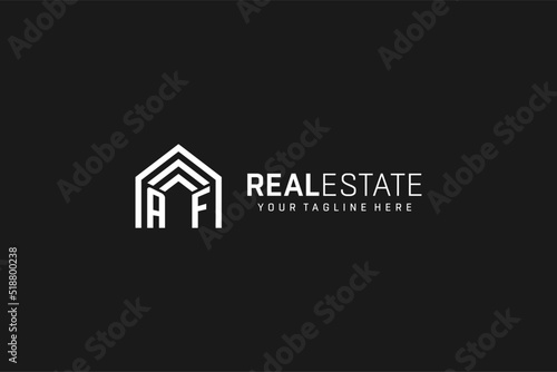 Letter AF house roof shape logo, creative real estate monogram logo style photo