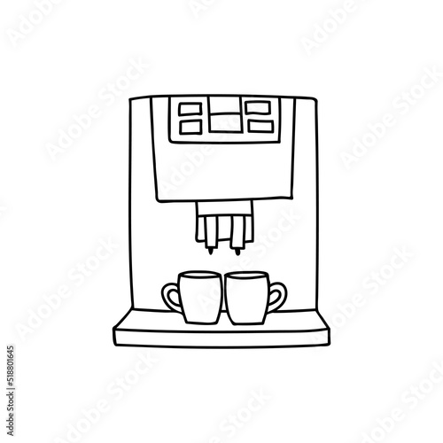 Coffee maker machine doodle illustration in vector. Coffee maker machine hand drawn illustration in vector. 