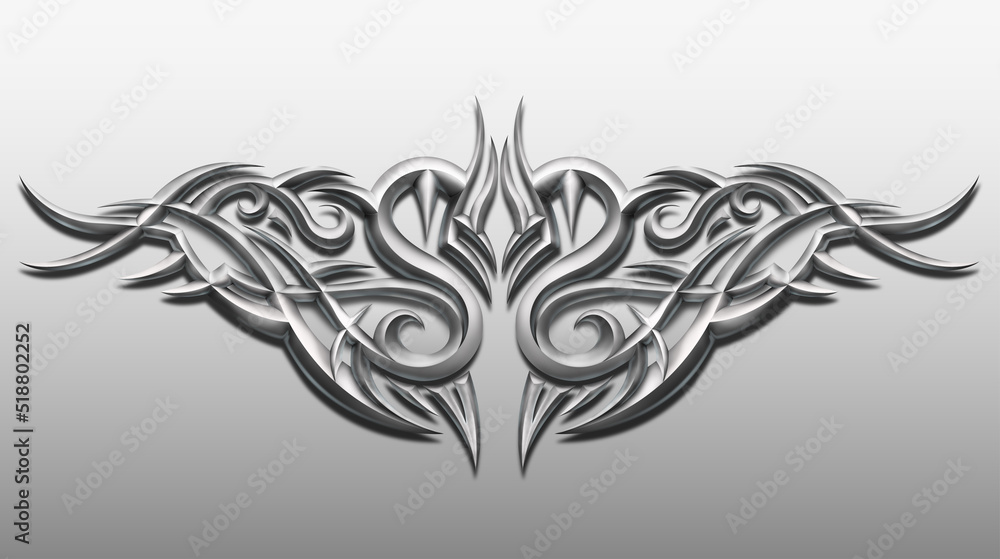 Fototapeta premium Tribal Illustration three dimensional effect tattoo