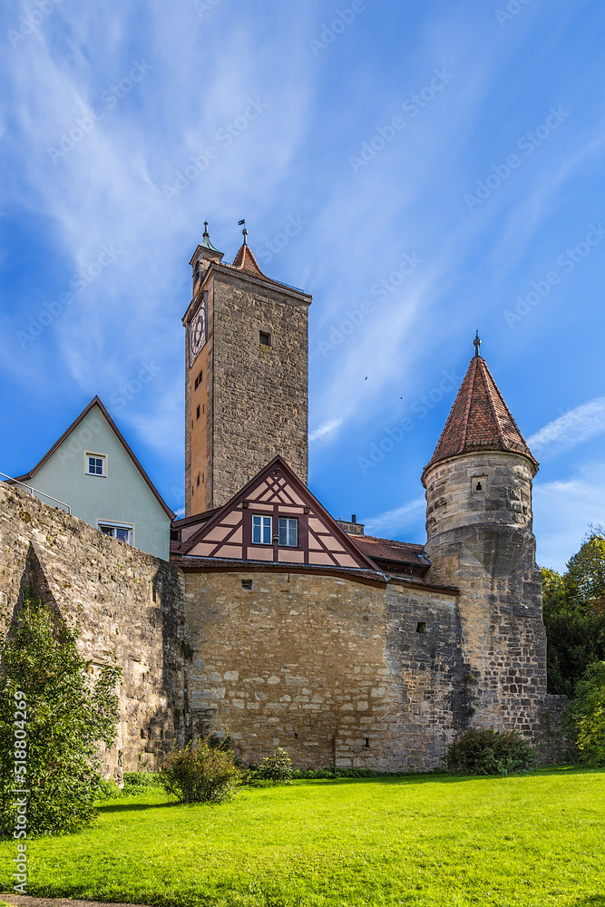 Rothenburg ob der Tauber, Germany. Fortress wall and towers
