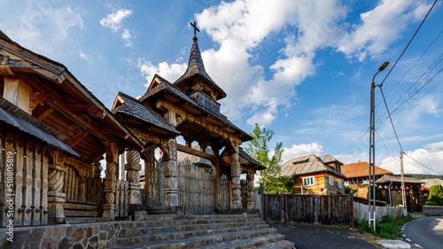 Traditional doors and gate of old farm houses in Maramures Romania