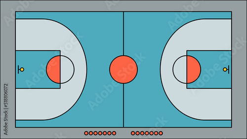 graphic basketball court with colorful color for graphic designer. sport exercise