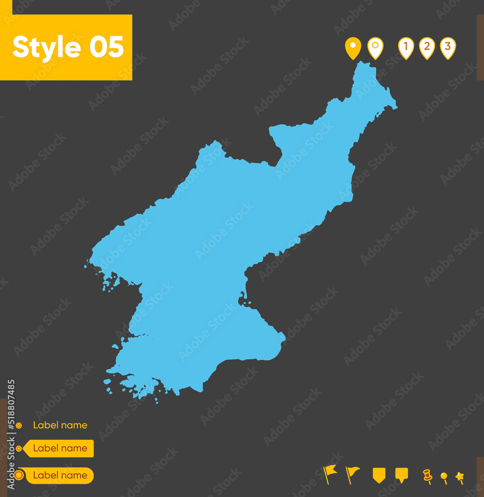 North Korea - map isolated on gray background. Outline map. Vector illustration.