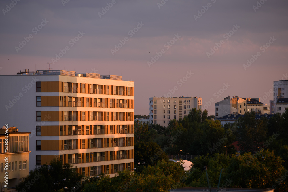 building against the sky, residential houses in the city