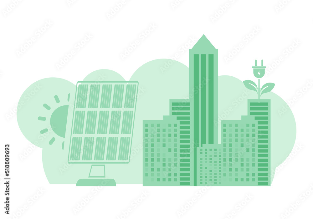 Green energy background. The concept of ecology and zero waste. trendy style. Vector illustration.