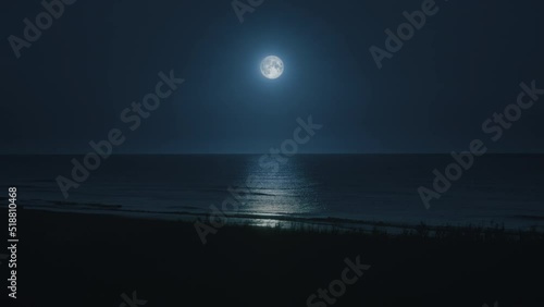 Ocean at Night with full moon
