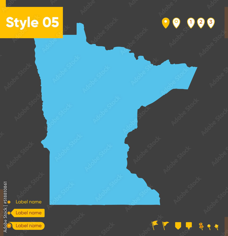 Minnesota, USA - map isolated on gray background. Outline map. Vector illustration.