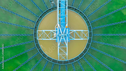 aerial view sewage treatment plant near downtown 