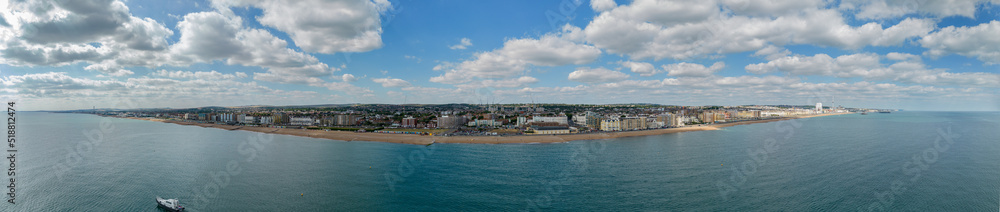 Aerial panorama Brighton Beach UK