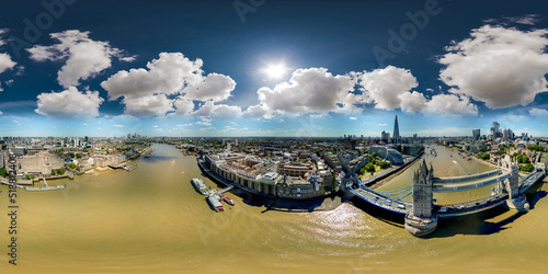 Aerial 360 drone photo London River Thanes photo