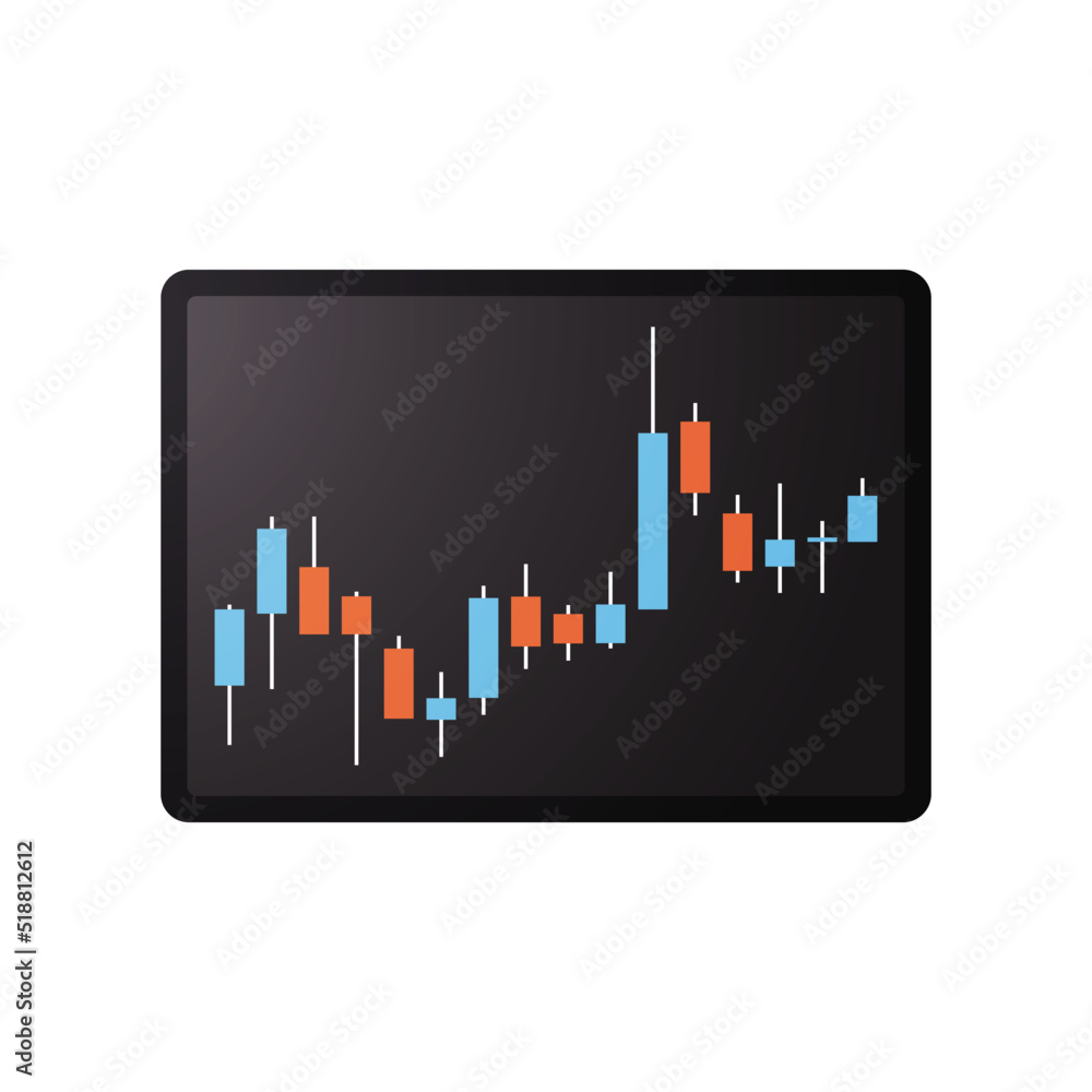 Analyzing and stock market trading graph candlestick chart flat vector illustration. 