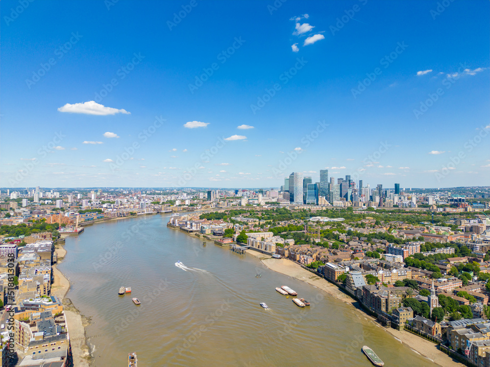 Aerial photo Canary Wharf London UK