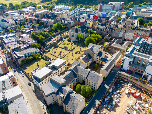 Aerial photo of neighborhoods in Edinburgh Scotland