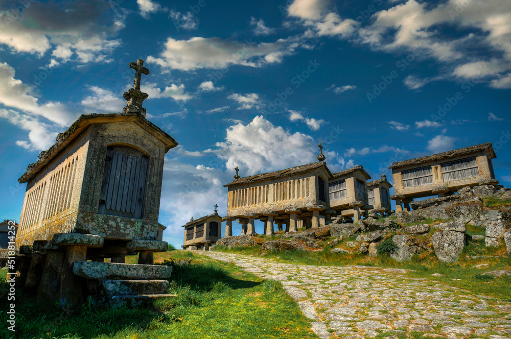 Portuguese town called Lindoso with castle and granaries Portuguese town called Lindoso with castle and granaries