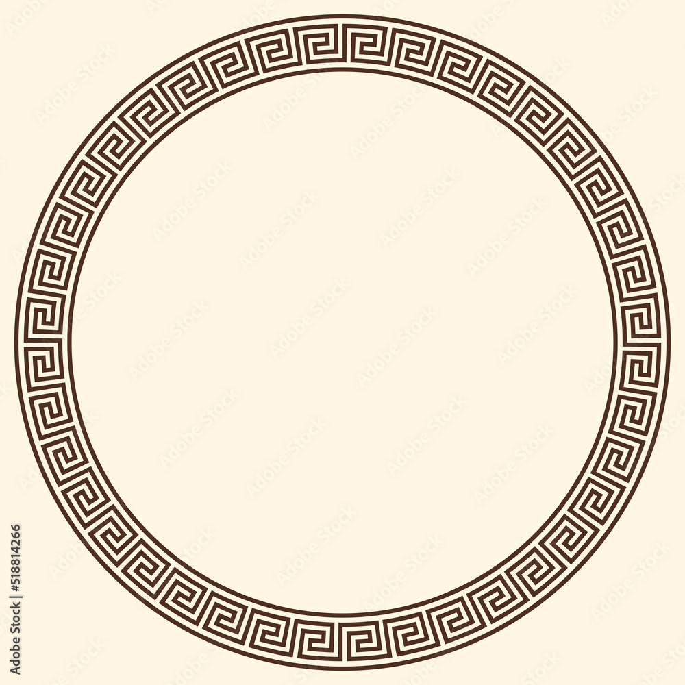 Greek key pattern, round frame. Decorative ancient meander, greece border ornament with repeated geometric motif. Vector EPS10. Greek key pattern, round frame. Decorative ancient meander, greece border ornament with repeated geometric motif. Vector EPS10.