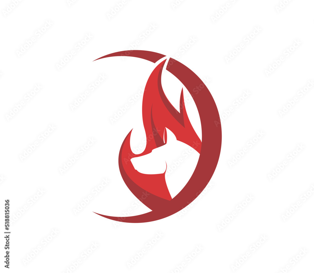 Fototapeta premium dog and fire design logo