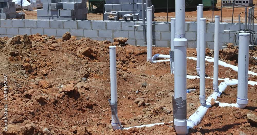 Video Stock Under the foundation of a new residential construction home