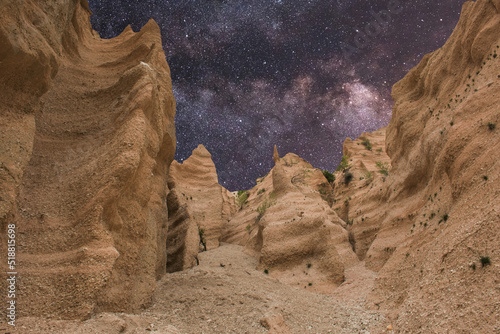 Wonderful view of Lame Rosse canyon in the Marche region with starry sky photo