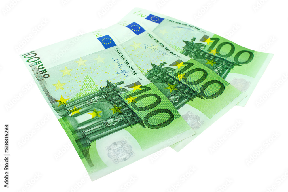 300 Euro Geldscheine auf weissem Hintergrund Nahaufnahme 300 Euro Geldscheine auf weissem Hintergrund Nahaufnahme