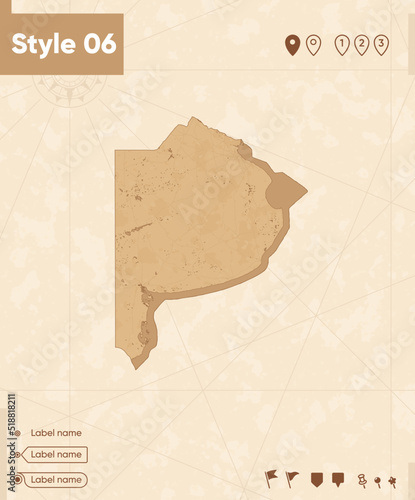 Buenos Aires, Argentina - map in vintage style, retro style map, sepia, vintage. Vector map.