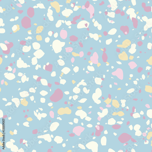 Terrazzo seamless pattern. Vector colorful pattern with pebbles and stone. Pattern ideal for wrapping paper, wallpaper, terrazzo flooring	