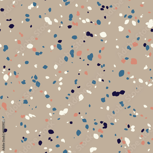 Fototapeta Naklejka Na Ścianę i Meble -  Terrazzo seamless pattern. Vector colorful pattern with pebbles and stone. Pattern ideal for wrapping paper, wallpaper, terrazzo flooring	